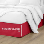 Bare Home Queen Bed Skirt - 15-Inch Tailored Drop Easy Fit - Bed Skirt for Queen Beds - Center & Corner Pleats (Queen, Red) - Image 5