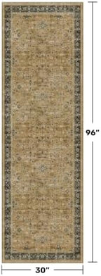 Washable Long Runners for Hallways, 2'6"x8' Wide Kitchen Runner Rug, Bohemian Rustic Brown and Charcoal Olive Entryway Indoor Rug, Non-Slip Stain & Fade Resistant - Image 2