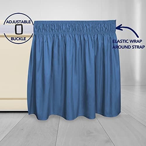 PureFit Wrap Around Ruffled Bed Skirt, Navy, Queen/King - 14" Drop - Image 4