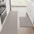 StepRite Kitchen Mats, 2PCS Kitchen Rugs, Cushioned Anti Fatigue Kitchen Mats for Floor, Non-Slip Standing Desk Mat, Waterproof Kitchen Rug Set for Kitchen, Floor, Office, 17.3"x30"+17.3"x70", Khaki by Bringcushiontoyourlife