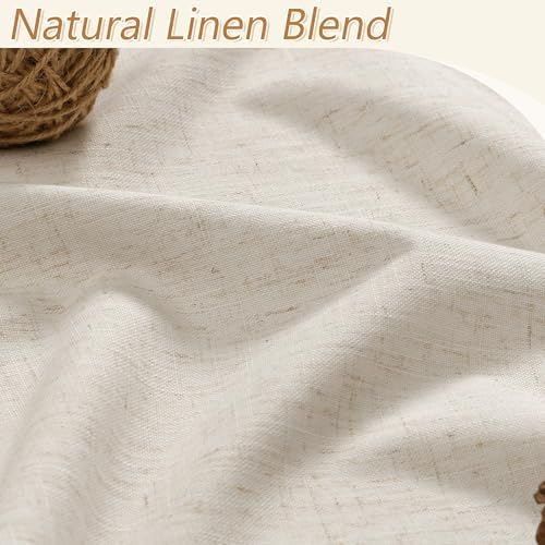 Guken 100% Blackout Linen Curtains 90 Inch Long 2 Panels Cream Beige - Image 3