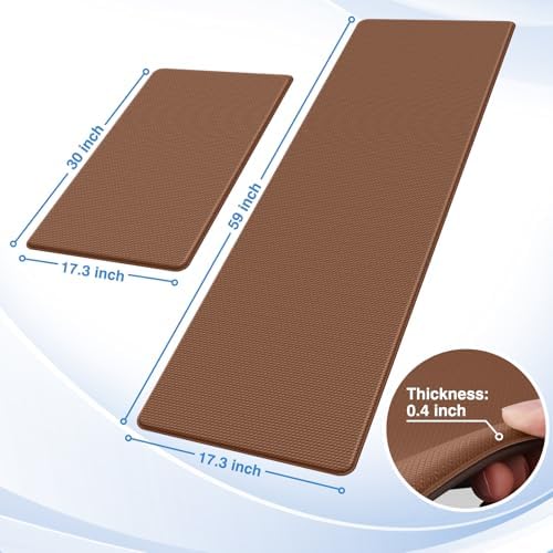 StepRite Kitchen Mats for Floor, 2-Pack Anti-Fatigue Rugs, Terracotta Brown - Image 2