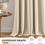 MIULEE Blackout Curtains for Bedroom 2 Panels 40 x 96 Inch Long Cream Beige - Image 5