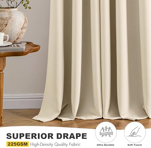 MIULEE Blackout Curtains for Bedroom 2 Panels 34 x 72 Inch Long Cream Beige - Image 5