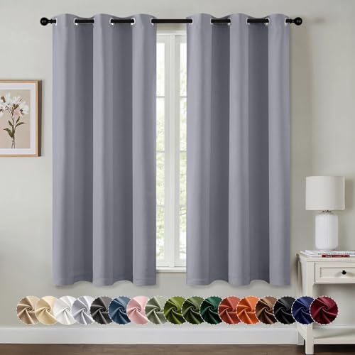 MIULEE Blackout Curtains for Bedroom 2 Panels 40 x 45 Inch Long Silver Grey by MIULEE