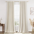Guken 100% Blackout Linen Curtains 84 Inch Long for Bedroom 2 Panels Beige by Guken