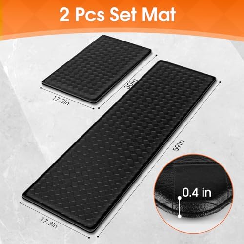 TranquilRelax 2-Piece Kitchen Mats, Cushioned Non-Slip Floor Mats, Black - Image 2