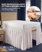 Dorm Room Bed Skirt Twin XL, Dorm Room Essentials, 32 Inch Drop, White - Image 4