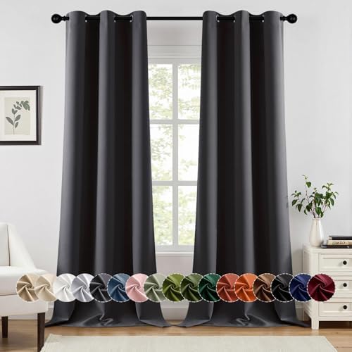 MIULEE Blackout Curtains for Bedroom 2 Panels 40 x 96 Inch Long Dark Grey by MIULEE