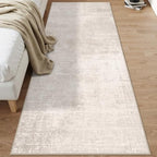 Hallway 3x8 Washable Runner Rug: Abstract Stain Resistant Entryway Kitchen Area Rugs Farmhouse Soft Bathroom Bedroom Print Floor Mat Thin Non-Slip Indoor Carpet for Living Room Laudry(3x8,Beige/Cream) - Image 2