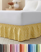 CGK Wrap Around Dust Ruffle Bed Skirt - Twin Size, 12" Inch, Yellow Meadow by CGKUnlimited