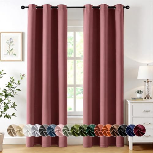MIULEE Blackout Curtains for Bedroom 2 Panels 40 x 84 Inch Long Dusty Rose by MIULEE