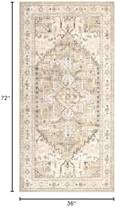 Yamaziot Washable Runner Rug, 3x6 Non-Slip Boho Vintage Hallway Kitchen Rug - Image 2