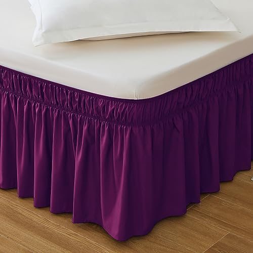 MEILA Wrap Around Elastic Bed Skirt for Twin & Full Beds, 24" Drop, Purple by MEILA