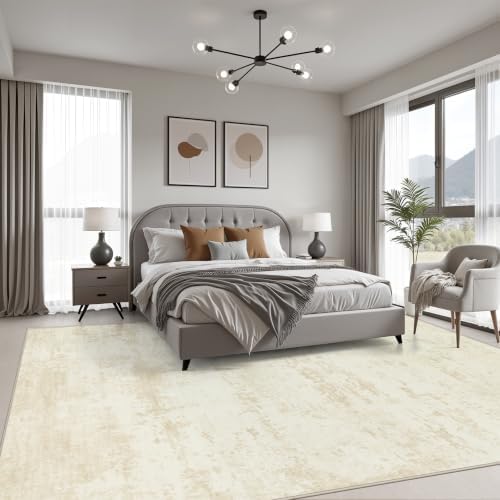 10x12 Area Rug Living Room: Modern Washable Indoor Carpet Beige - Image 3