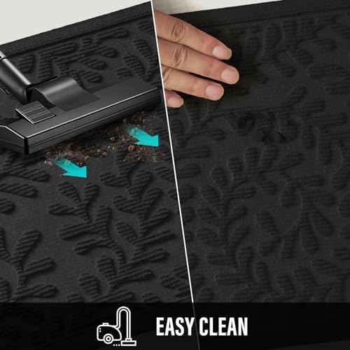 HIYARD Front Door Mat, Absorbent Dirt Trapping Welcome Door Mat Indoor Outdoor, Non Slip Entry Mat, Indoor Outdoor Door Mats, Fade Resistant, Low Profile Doormat for Entryway, 47×32, Black - Image 7