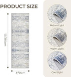 3x12 Runner Rug Non Slip,Washable Hallway Runner Rug,Blue - Image 2