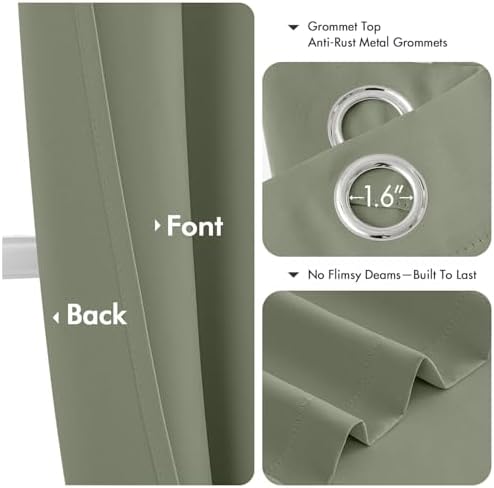 MIULEE Blackout Curtains for Bedroom 2 Panels 40 x 63 Inch Long Sage - Image 4