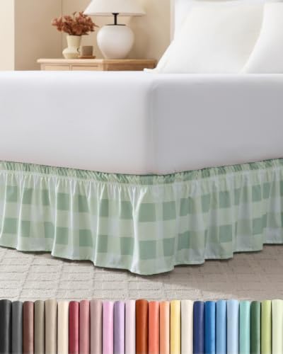 CGK Wrap Around Dust Ruffle Bed Skirt - Full Size, 15" Inch, Sage by CGKUnlimited