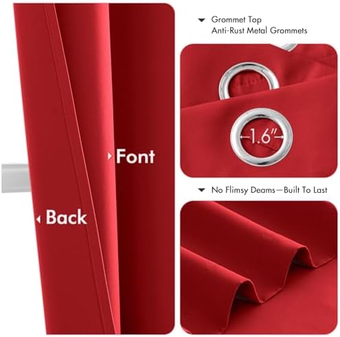 MIULEE Blackout Curtains for Bedroom 2 Panels 40x54 Inch Long Christmas Red - Image 4