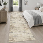 3x14 Washable Runner Rug：Modern Abstract Soft Carpet Beige Brown - Image 4