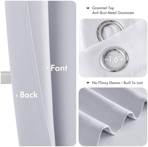 MIULEE Blackout Curtains for Bedroom 2 Panels 40x96 Inch Long Greyish White - Image 4