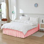 MEILA Wrap Around Bed Skirt Three Fabric Sides Elastic Dust Ruffled 12 Inch Tailored Drop,Easy to Install Fade Resistant-Pink, Queen/King - Image 2