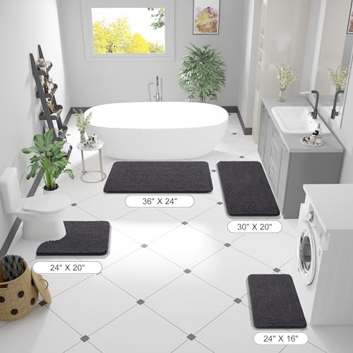 OLANLY Bathroom Runner Rugs 40x24, Extra Soft Absorbent Chenille Bath Rugs - Image 2
