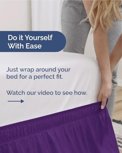 CGK Wrap Around Dust Ruffle Bed Skirt - Full Size, 14" Inch, Purple - Image 3