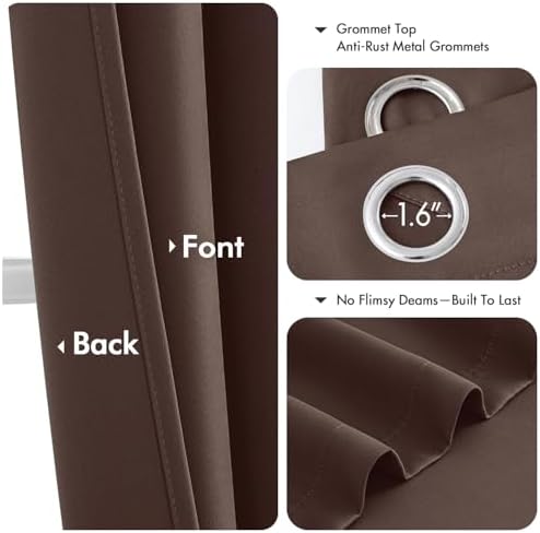 MIULEE Blackout Curtains for Bedroom 2 Panels 40 x 72 Inch Long Dark Brown - Image 4