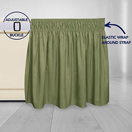 PureFit Wrap Around Ruffled Bed Skirt, Light Green, Twin/Full - 18" Drop - Image 4