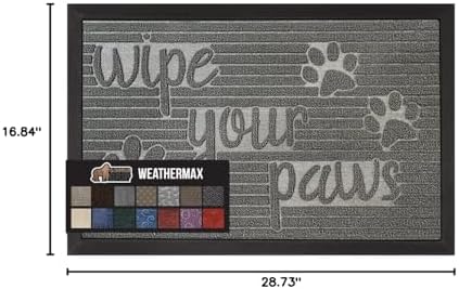 GORILLA GRIP WeatherMAX Door Mat, Indoor Outdoor Use, 29x17, Gray Paw - Image 2