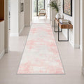 3x10 Washable Runner Rug：Modern Abstract Soft Carpet Pink White by FXRHLP