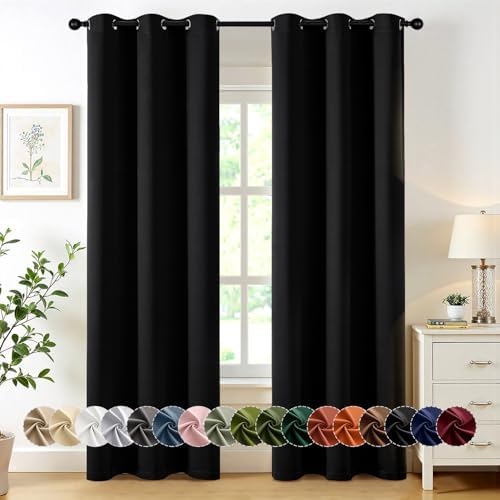 MIULEE Blackout Curtains for Bedroom 2 Panels 40 x 80 Inch Long Black by MIULEE