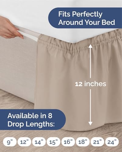 CGK Wrap Around Dust Ruffle Bed Skirt - Full Size, 12" Inch, Wheat - Image 4