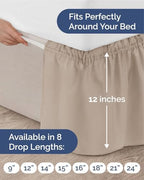 CGK Wrap Around Dust Ruffle Bed Skirt - Full Size, 12" Inch, Wheat - Image 4