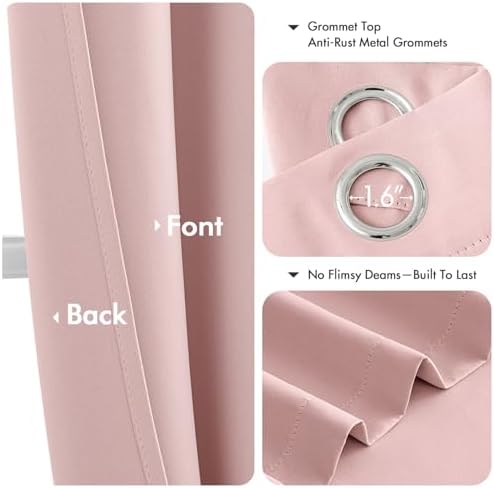 MIULEE Blackout Curtains for Bedroom 2 Panels 40 x 45 Inch Long Pink - Image 4