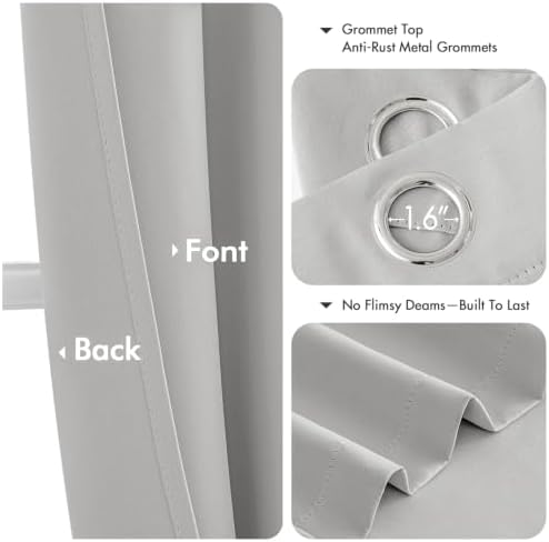 MIULEE Blackout Curtains for Bedroom 2 Panels 40 x 54 Inch Long Silver - Image 4