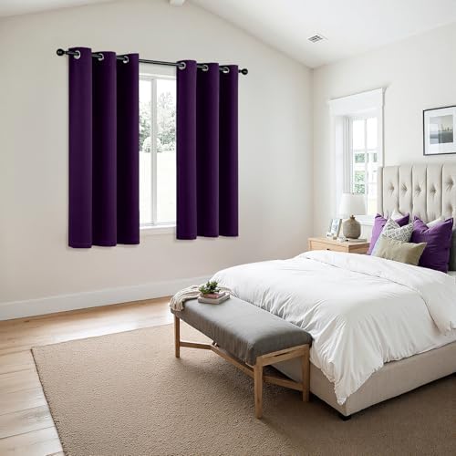 MIULEE Blackout Curtains for Bedroom 2 Panel 40 x 54 Inch Long Royal Purple - Image 6