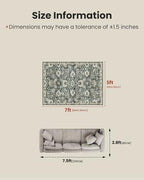 Amada 5x7 Washable Area Rug for Living Room, Green/Brown, Vintage Pattern - Image 2