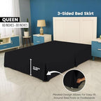 Queen Size Pleated Bed Skirt, Hides Under-Bed Storage 16 Inch Drop, Black - Image 2
