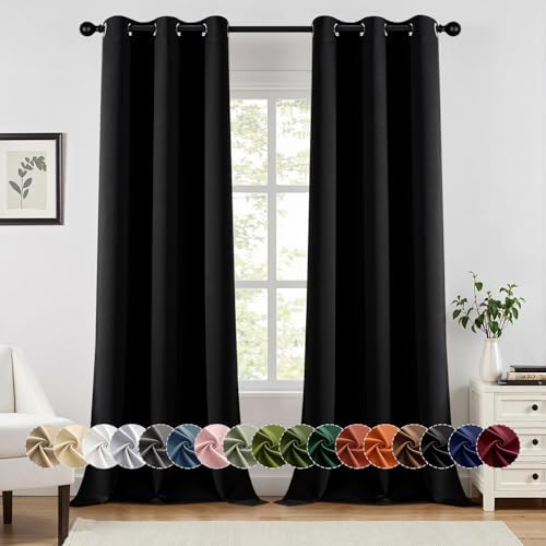 MIULEE Blackout Curtains for Bedroom 2 Panels 40 x 90 Inch Long Black by MIULEE