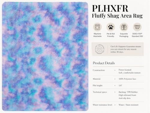 PLHXFR 5x7 Area Rugs Living Room: Fluffy Bedroom Soft Shag Rug Kid Rainbow - Image 6
