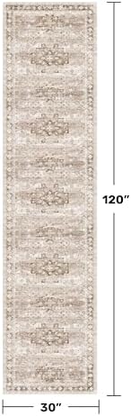 Beige Washable 2'6"x10' Extra Long Runner Rugs for Hallways, Non Slip Indoor Floor Mats for Entryway, Stain Resistant Long Floor Rug, Neutral Boho Floral Decor (2'6"x10' Beige/Latte) - Image 2