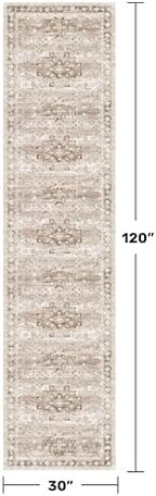Beige Washable 2'6"x10' Extra Long Runner Rugs for Hallways, Non Slip Indoor Floor Mats for Entryway, Stain Resistant Long Floor Rug, Neutral Boho Floral Decor (2'6"x10' Beige/Latte) - Image 2