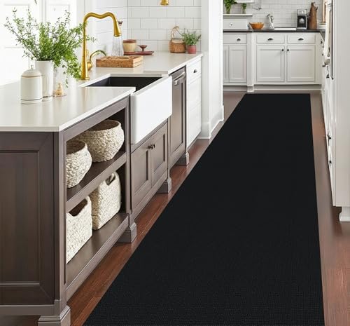 EARTHALL Washable Runner Rug, Non Slip Hall Runner, 3x20 Ft, Black Heather - Image 6