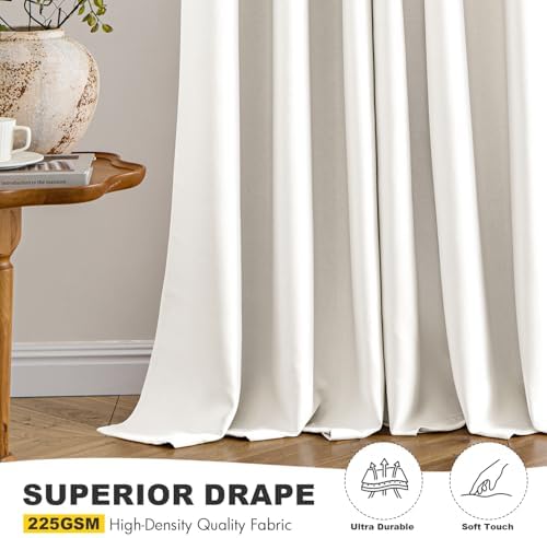 MIULEE Blackout Curtains for Bedroom 2 Panels 40 x 63 Inch Long Ivory - Image 5