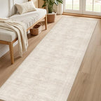 3x10 Hallway Washable Runner Rug: Neutral Kitchen Carpet Beige - Image 2