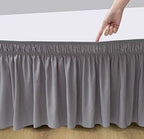 Wrap Around Queen Size Bed Skirt Split Corner 12" Drop-Elastic Dust Ruffle - Image 4