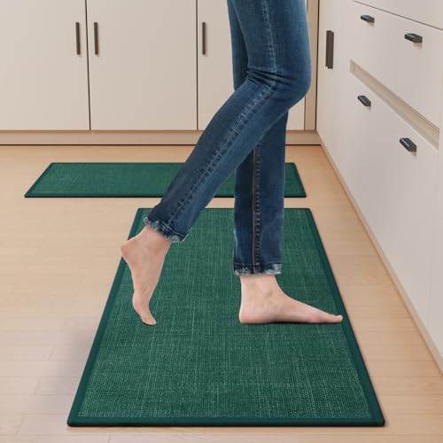 SUMLANS Kitchen Mats Set of 2 PCS for Floor, Washable Non Slip Rugs, Green - Image 3